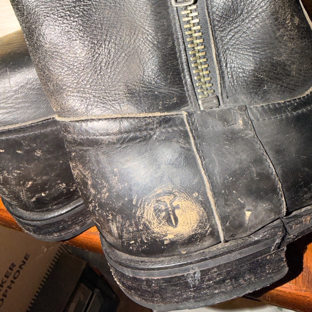 Frye Black Leather Square Toe Boots - Picture 5 of 10